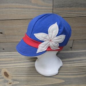 Flipside Hats Women's Blue Felt Flower Small Trim Newsboy Cap Hats for Healing